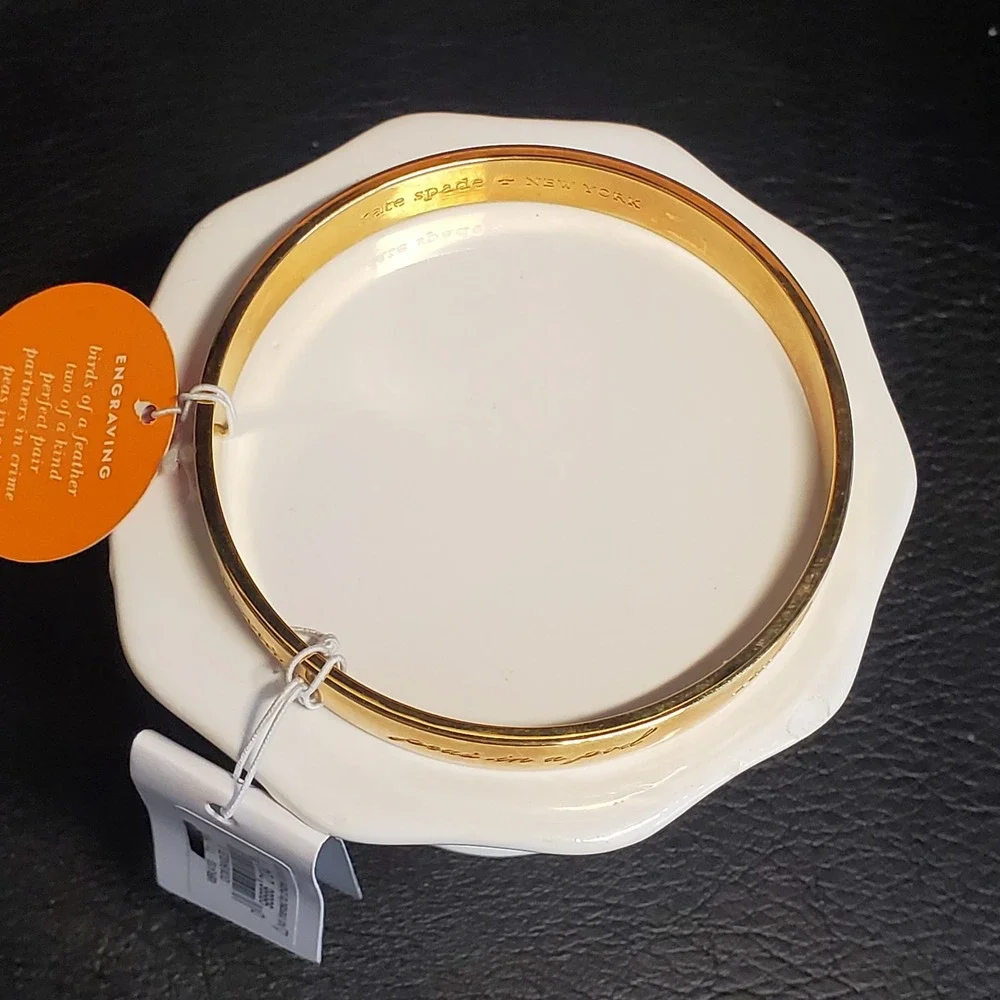 NWT KATE SPADE Idiom Bangles Bridesmaid Bangle Engraved Gold Plate Best Friend - Picture 2 of 9